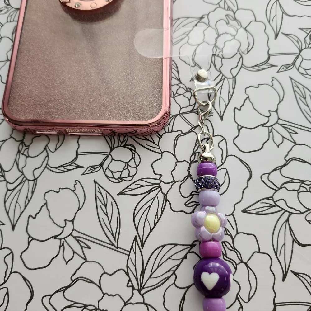 Cell Phone Charm Purple Handcrafted